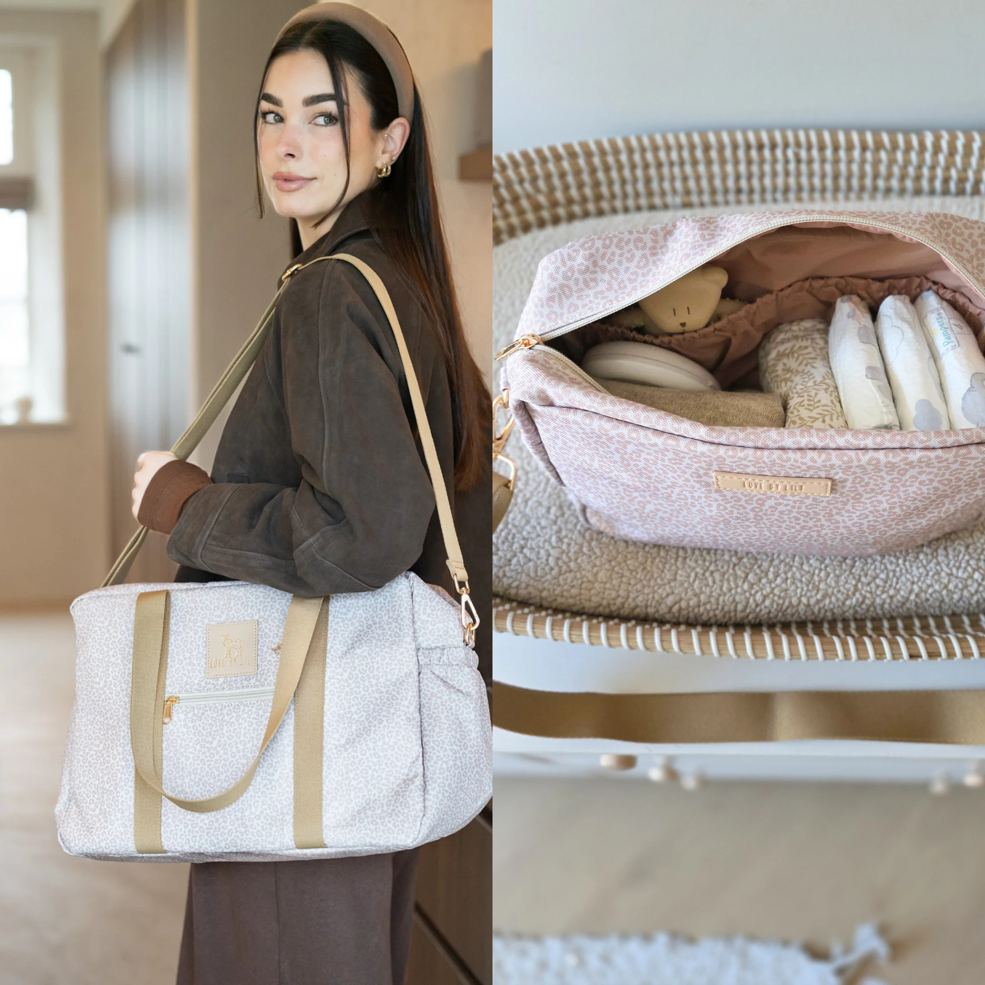 Love by Lily Exclusive Latte Set with Lily Daily and Lily Pocket in latte leopard print