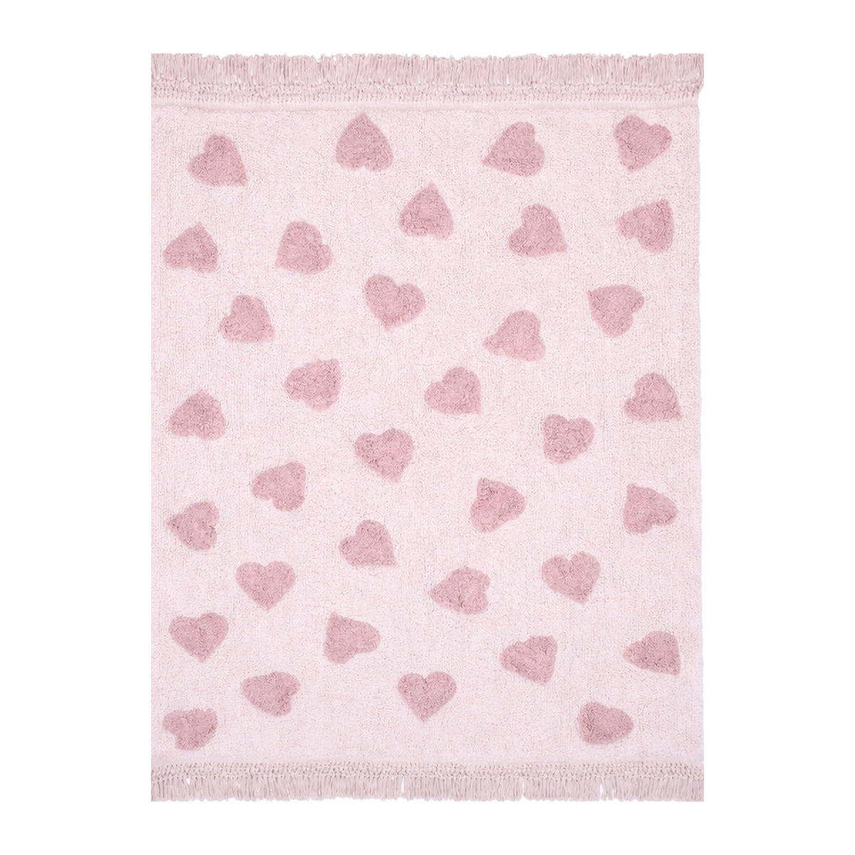 Rechthoekig vloerkleed Rosy Hearts met roze hartjes van Love by Lily