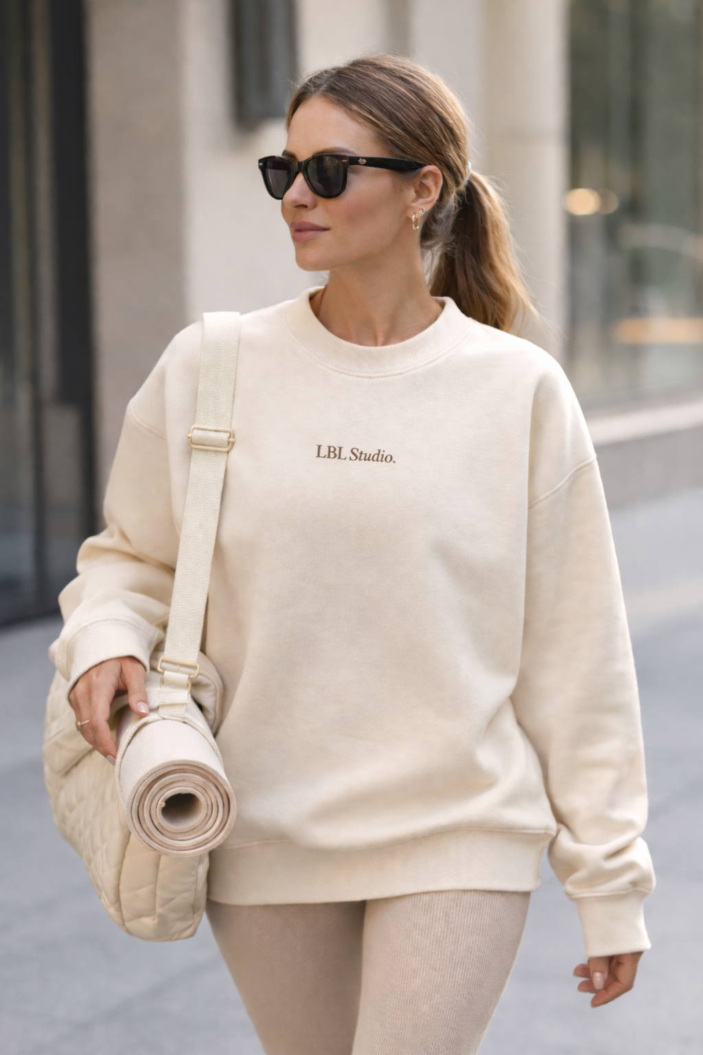 LBL Studio beige oversized sweater Cloud Birch relaxed fit sweatshirt