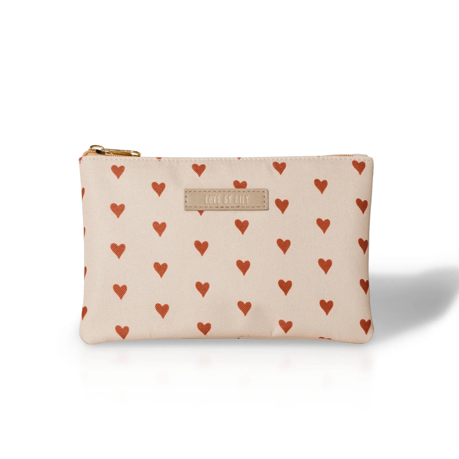 Stijlvolle Lily Pouch met een subtiel hartjespatroon – elegant en praktisch voor onderweg.