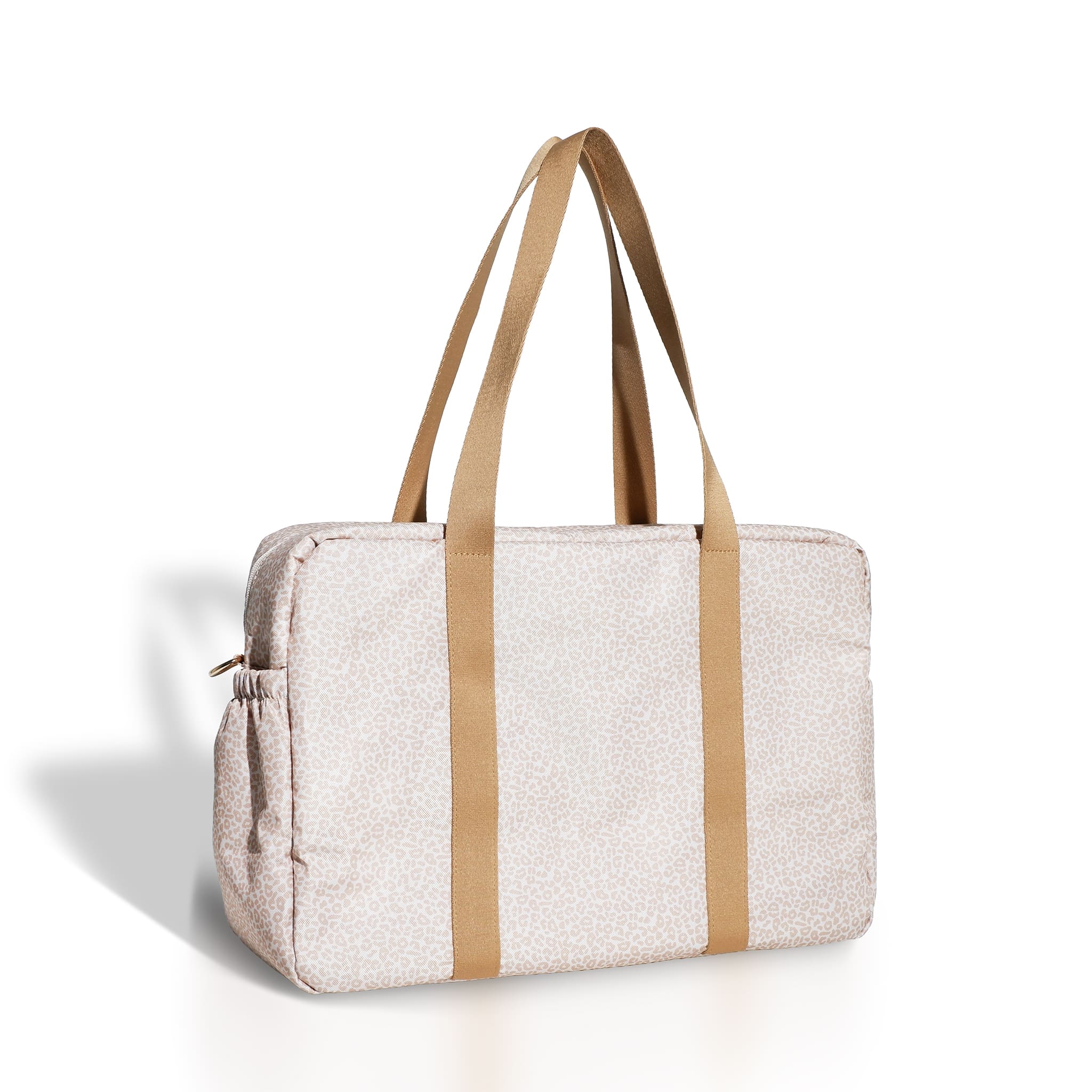 Tas met leopardprint in latte-achtige tinten – elegant en alledaags draagbaar.