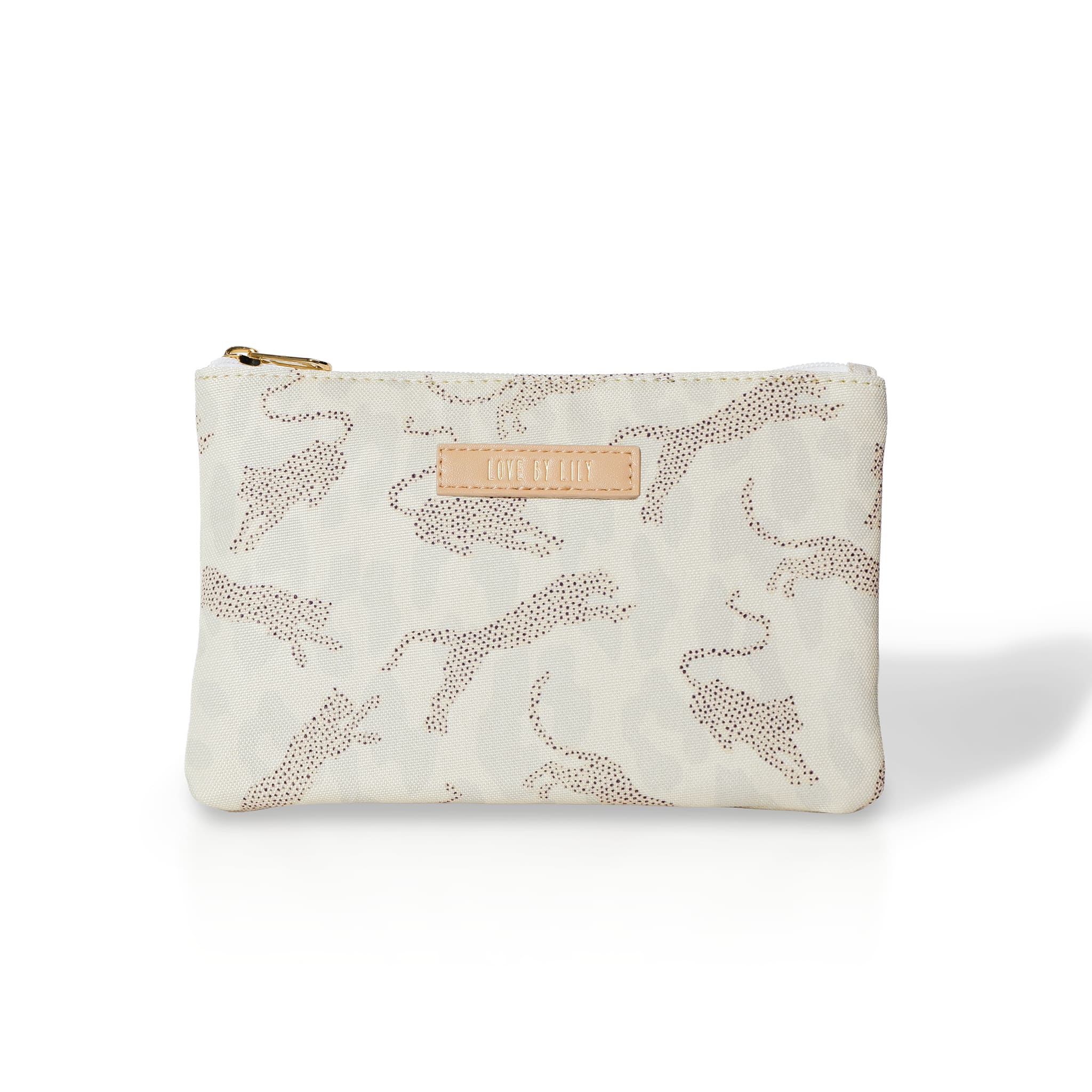 Beige pouch met subtiele animal print – zacht, modern en stijlvol.