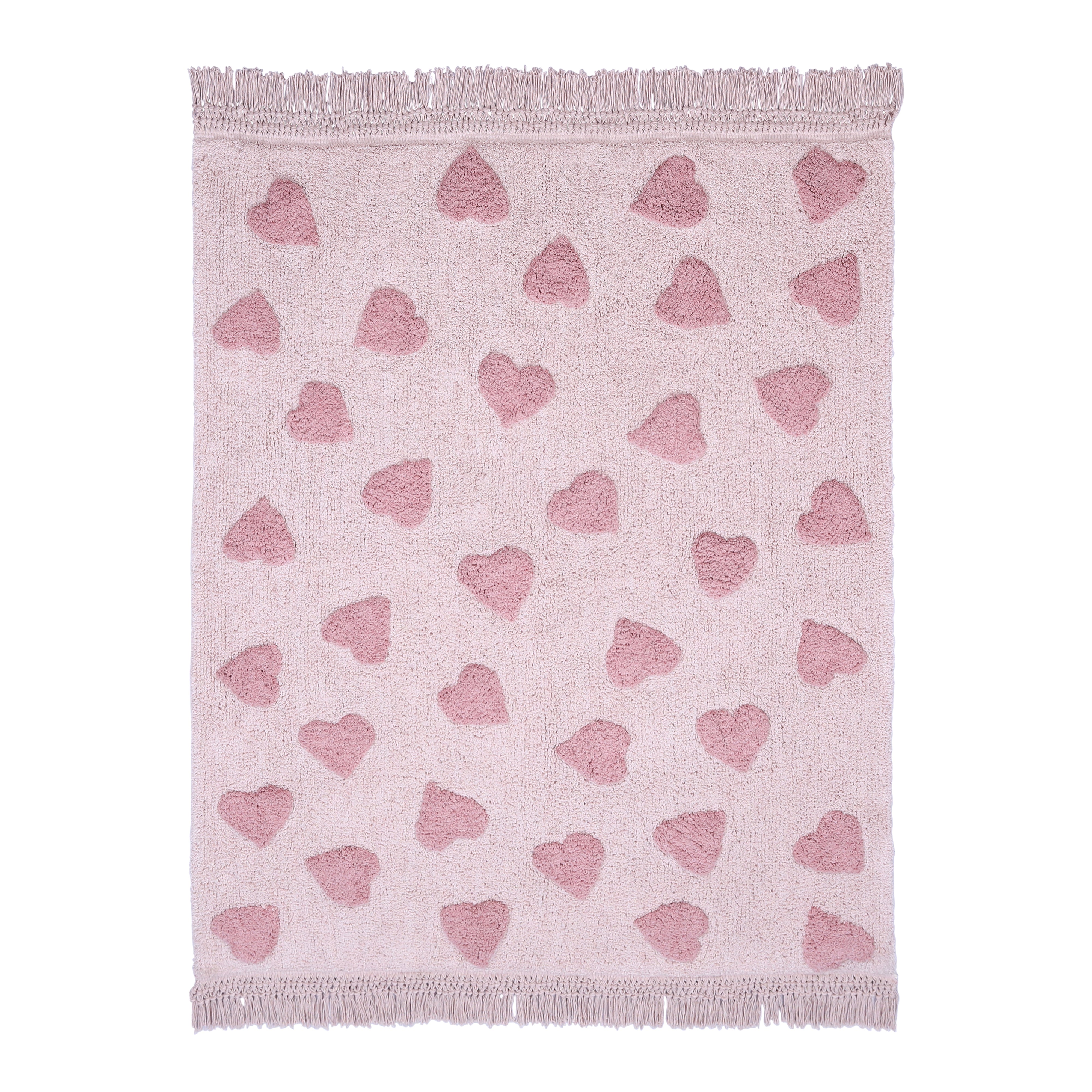 Handgemaakte roze hartjes vloerkleed
