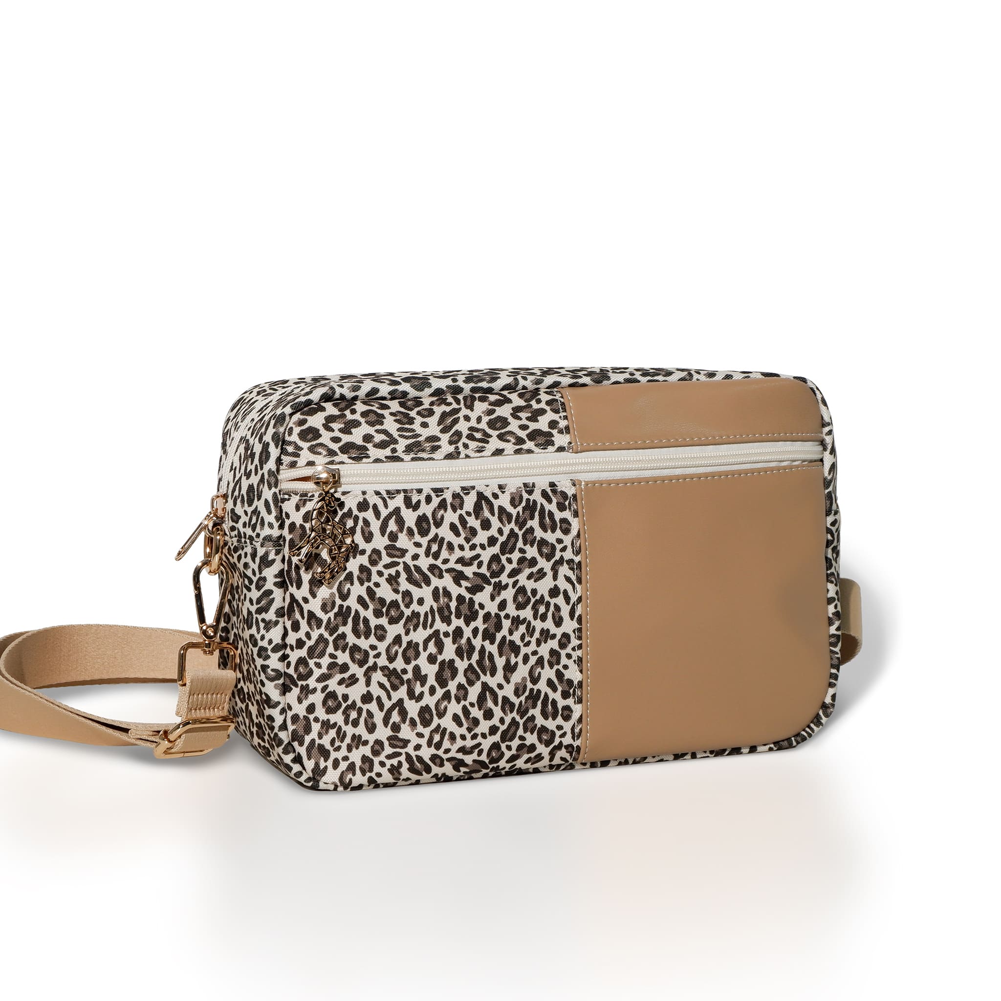 Lily Pocket kinderwagen-organizer met lichte luipaardprint – compact, stijlvol en praktisch.