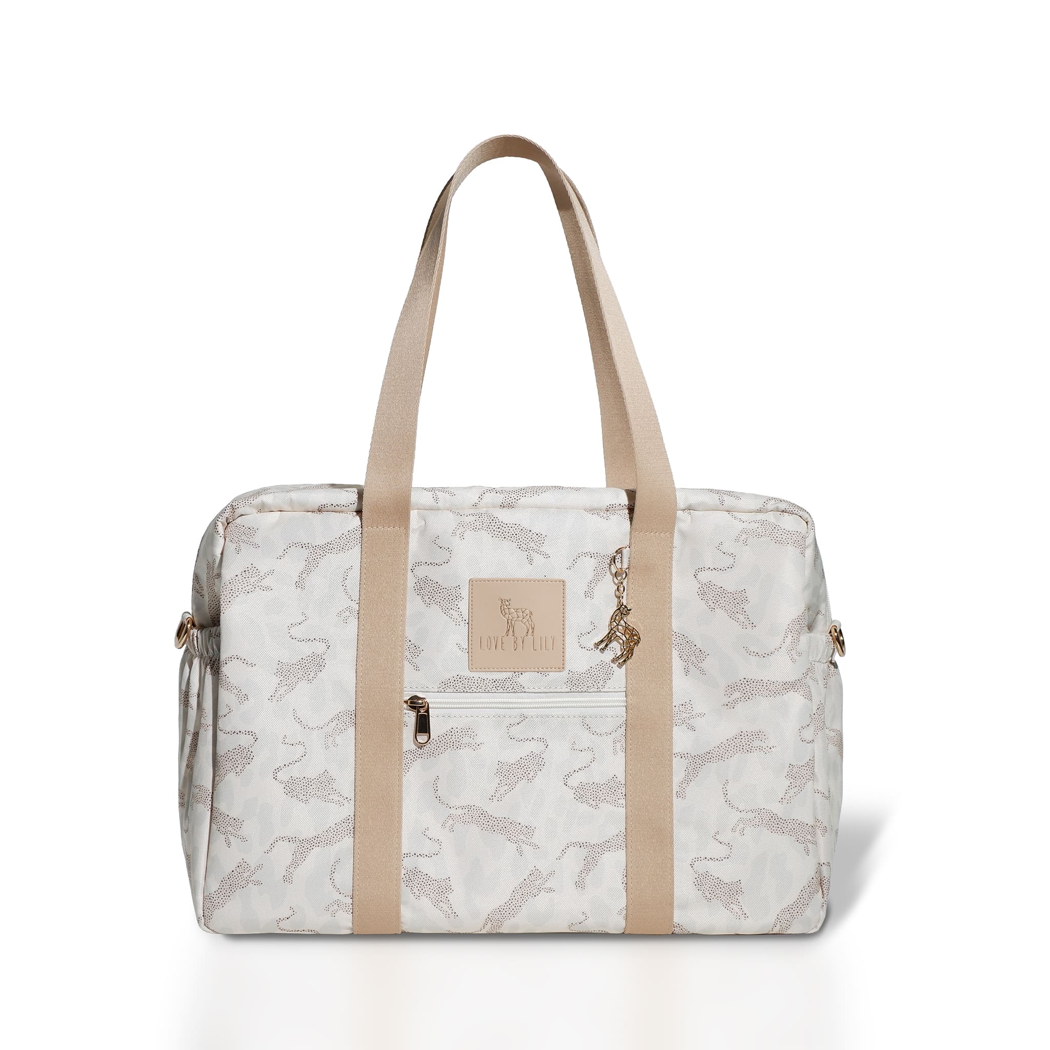 Luiertas met pantherpatroon in warme tinten – stoer gevoel, zachte look.