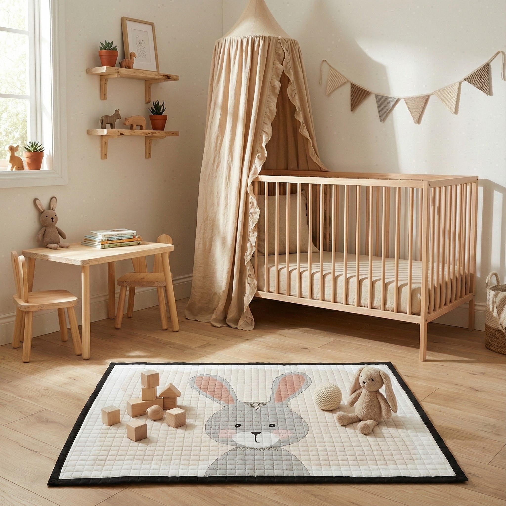 zacht konijn vriendje voor in de babykamer