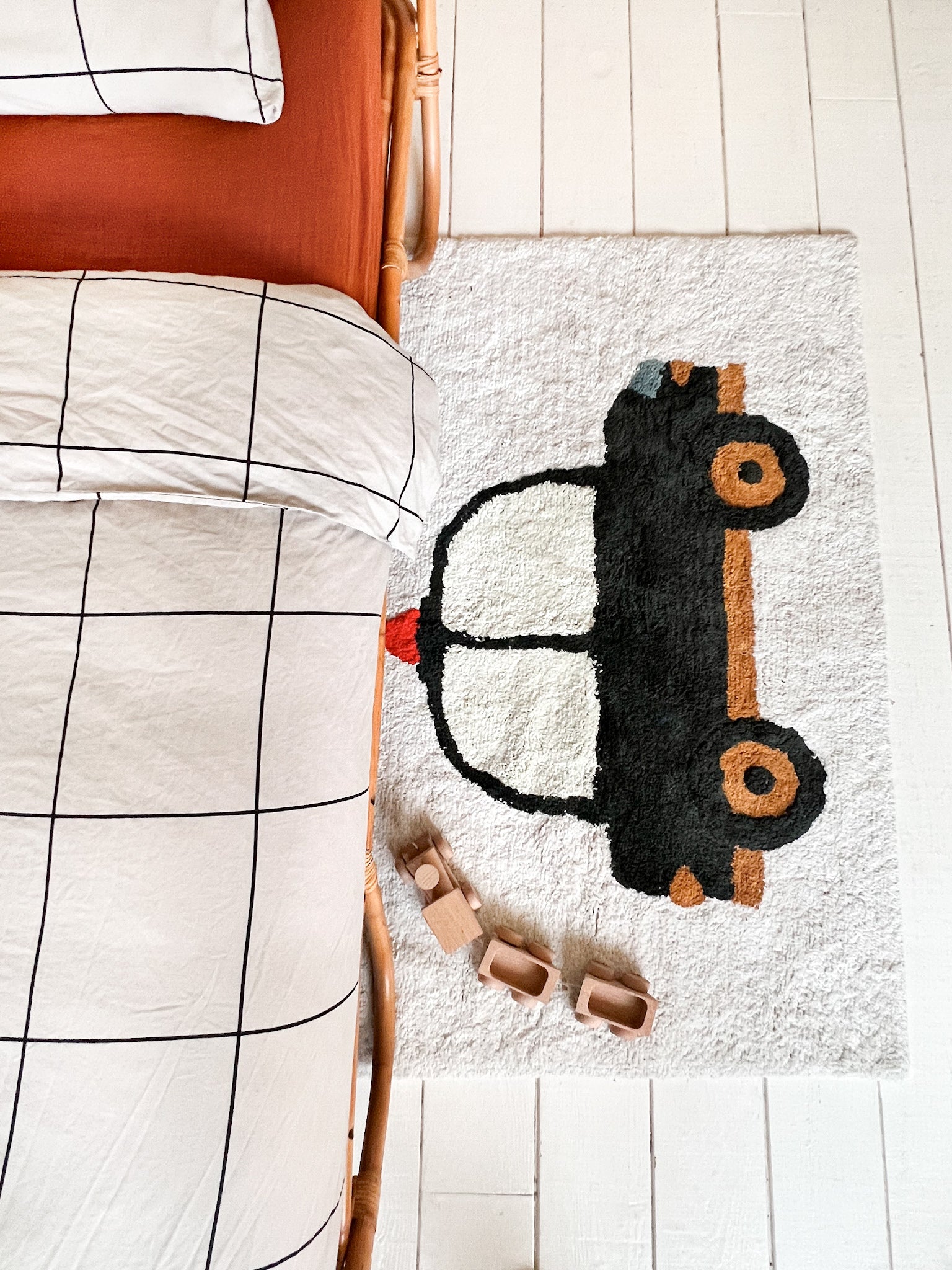 Politieauto vloerkleed voor kinderkamer en speelkamer