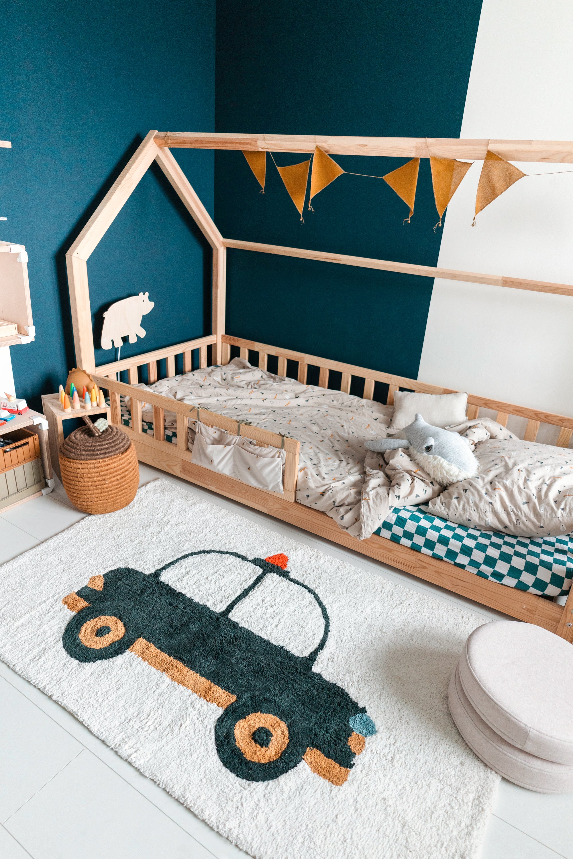 Jongens vloerkleed auto politie voor slaapkamer en speelruimte