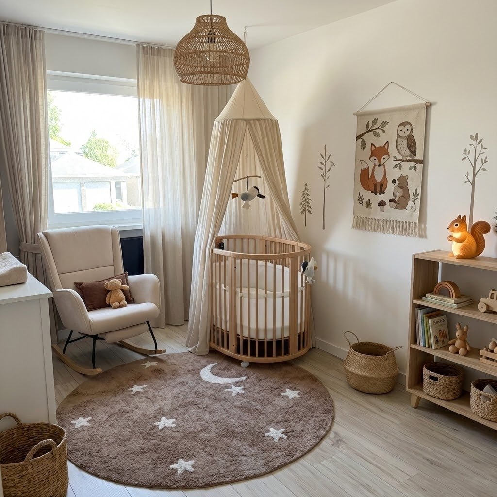 Bruin vloerkleed maan en sterren