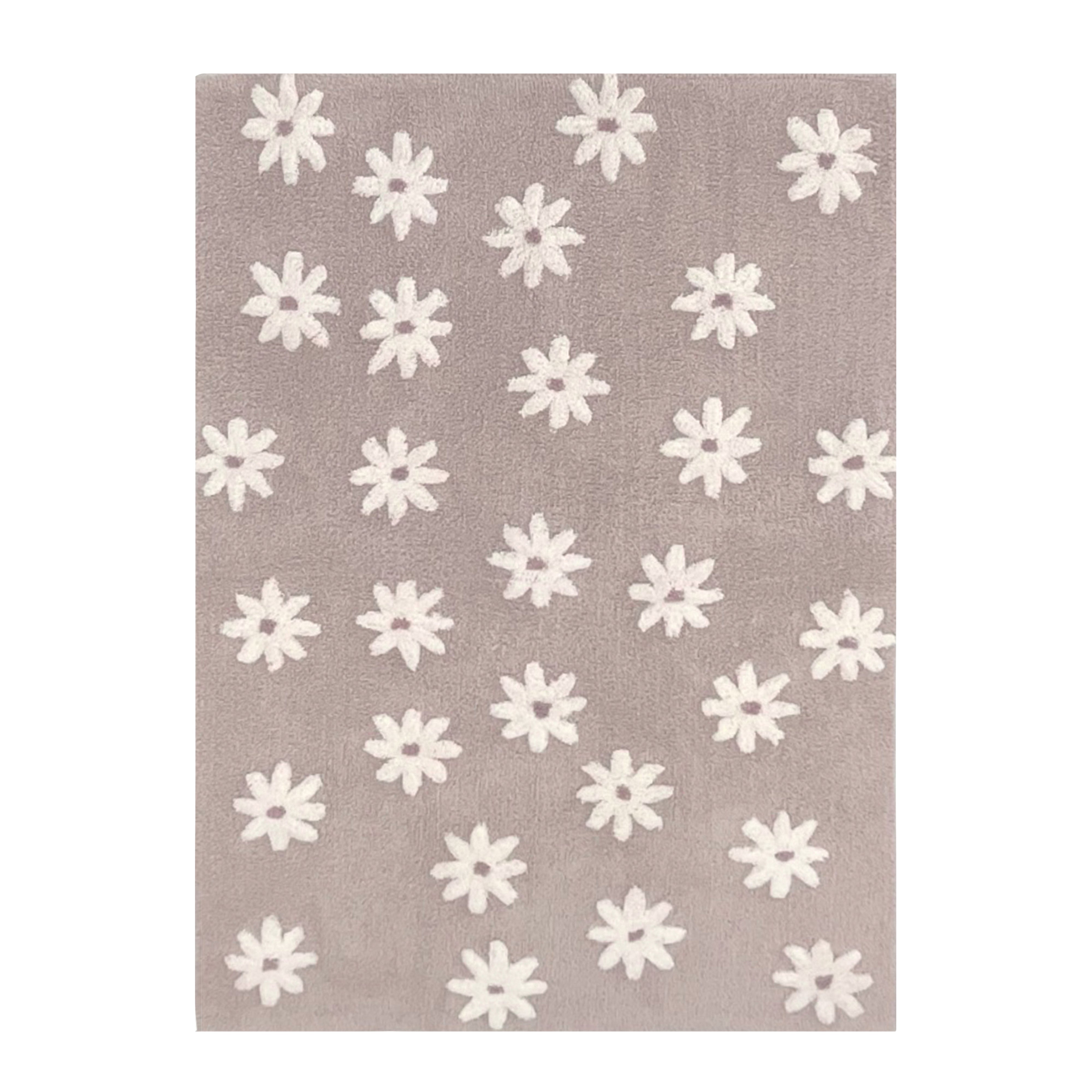 Handgemaakt vloerkleed daisy night met bloemetjes