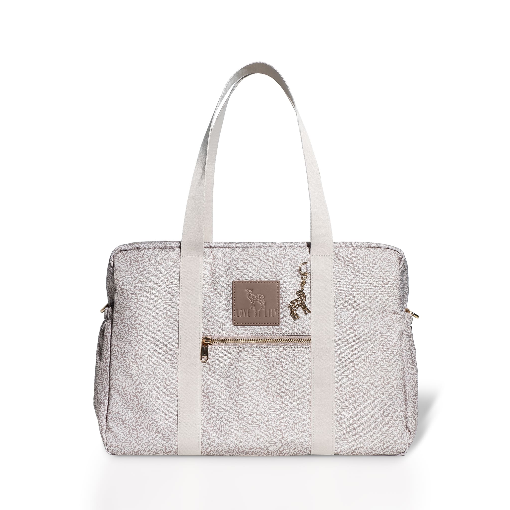 Een elegante luiertas met een rustige look – alles bij de hand, zonder drukte.
