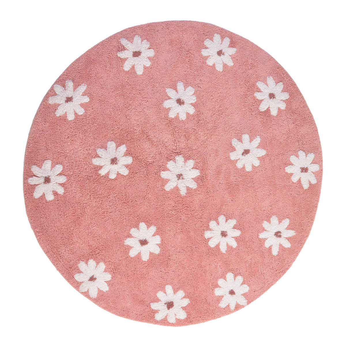 Onze Daisy Day vloerkleed dat een girly kinderkamer compleet maakt. Gemaakt van 100% natuurlijke materialen, met anti-slip laag.