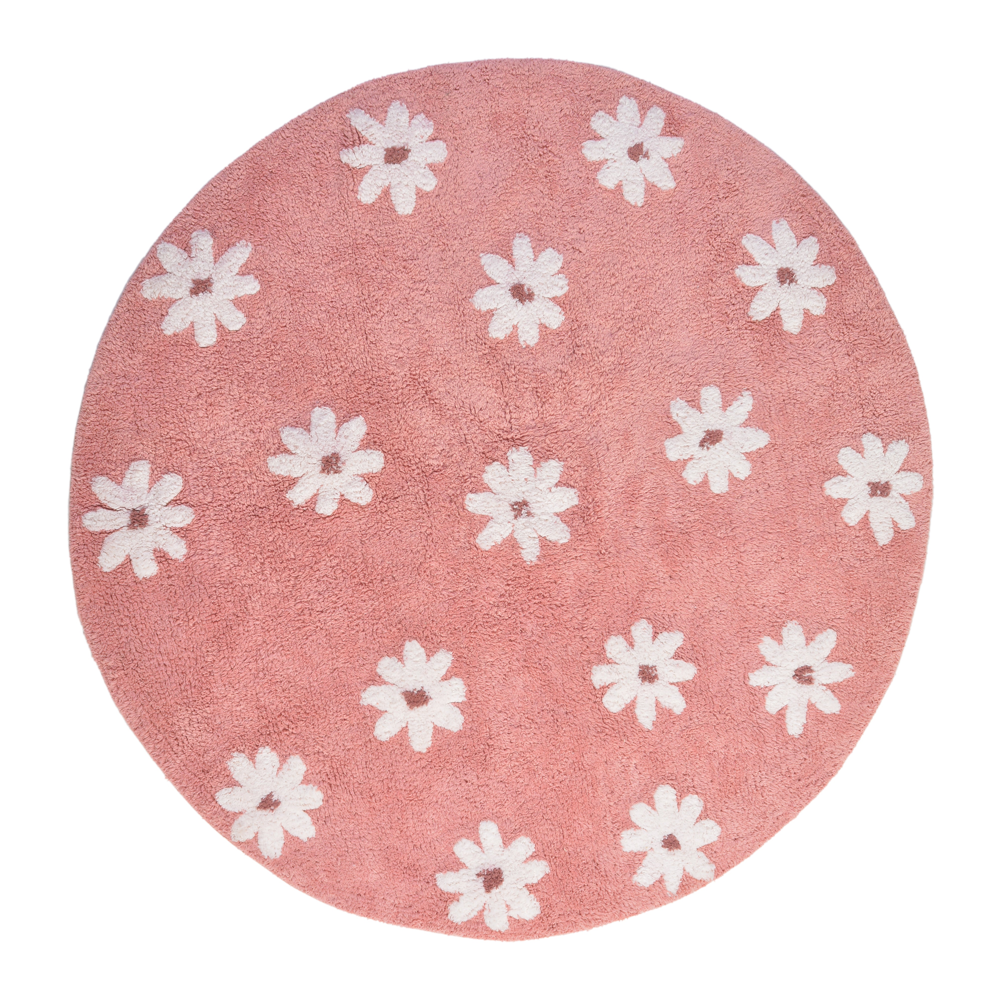 Onze Daisy Day vloerkleed dat een girly kinderkamer compleet maakt. Gemaakt van 100% natuurlijke materialen en kleurstoffen, met anti-slip laag.