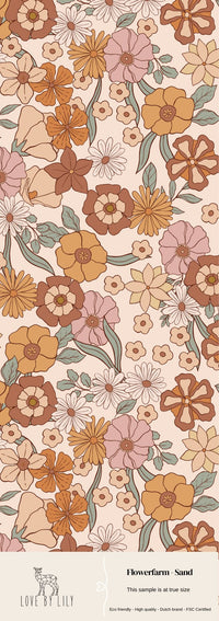 Flowerfarm behang - Sand (Sample)
