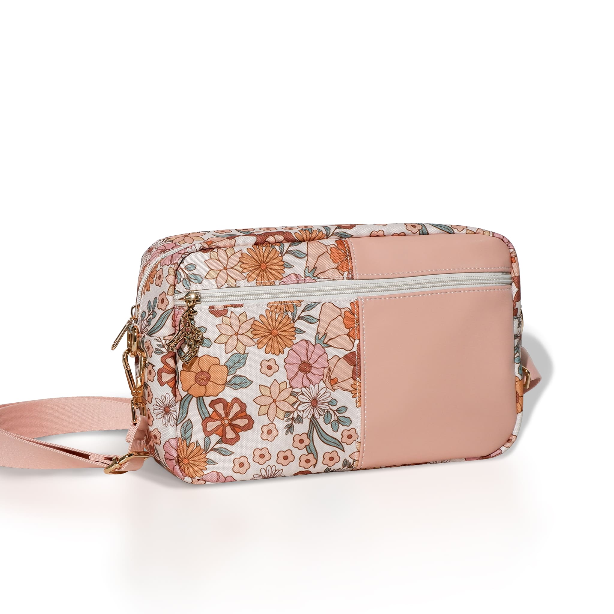 Lily Pocket kinderwagen-organizer met een zachte bloemenprint – licht, praktisch en stijlvol.
