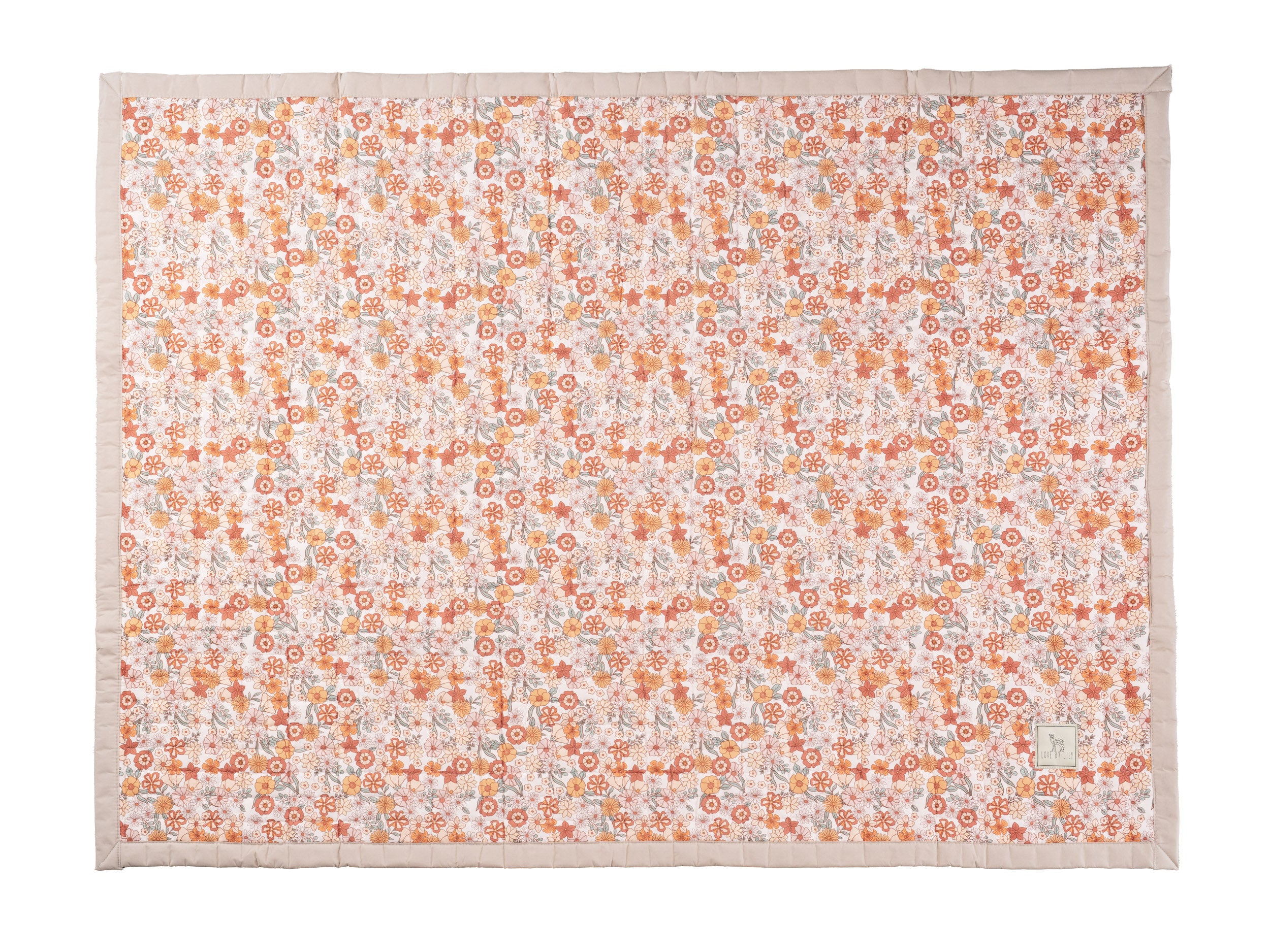 Flowerfarm speelkleed met kleurrijke bloemenprint, groot en gewatteerd