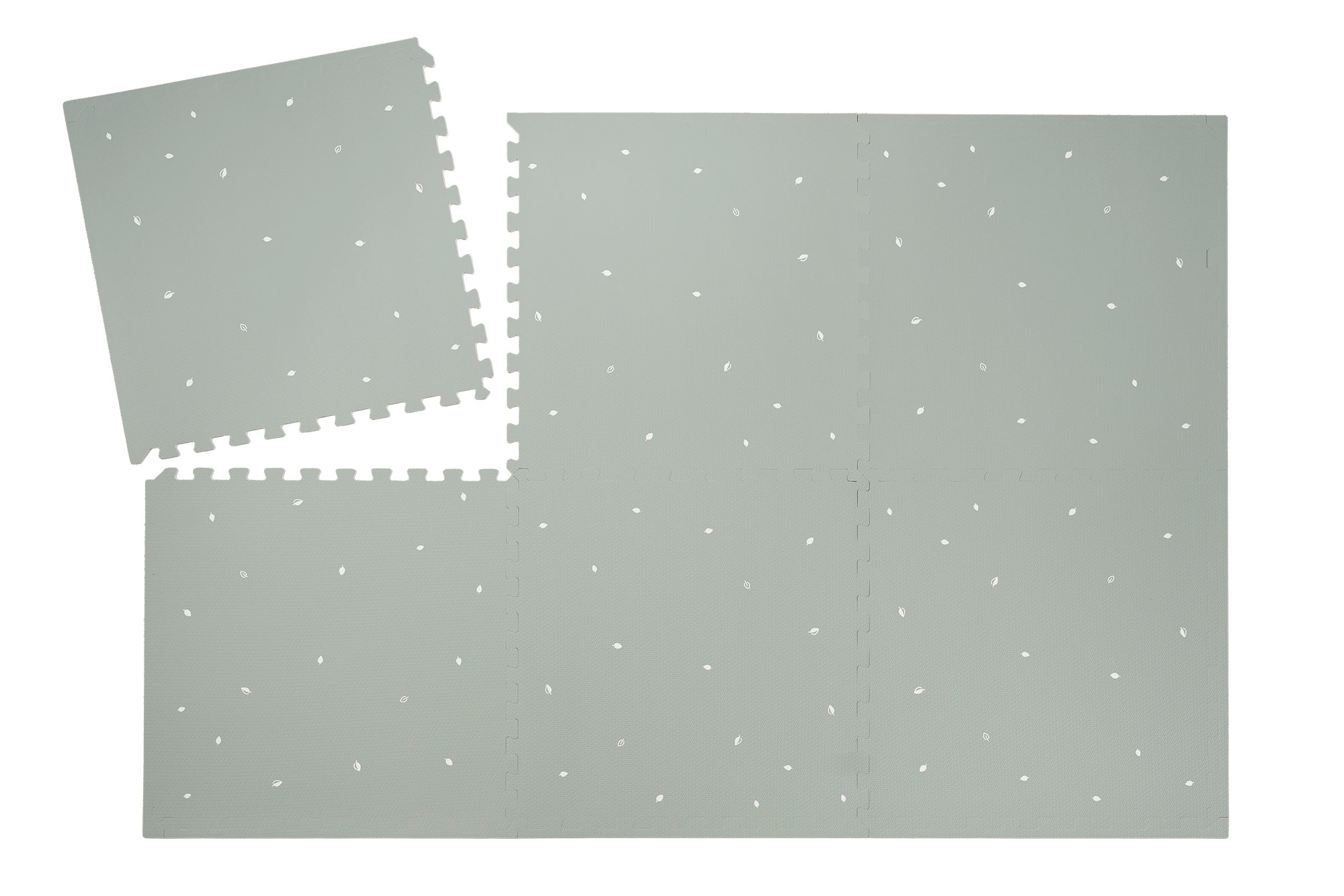 Zachte puzzelmat in Olive Sage groen. Superhygiënisch, makkelijk schoon te maken en stimuleert rollen en kruipen bij baby’s.