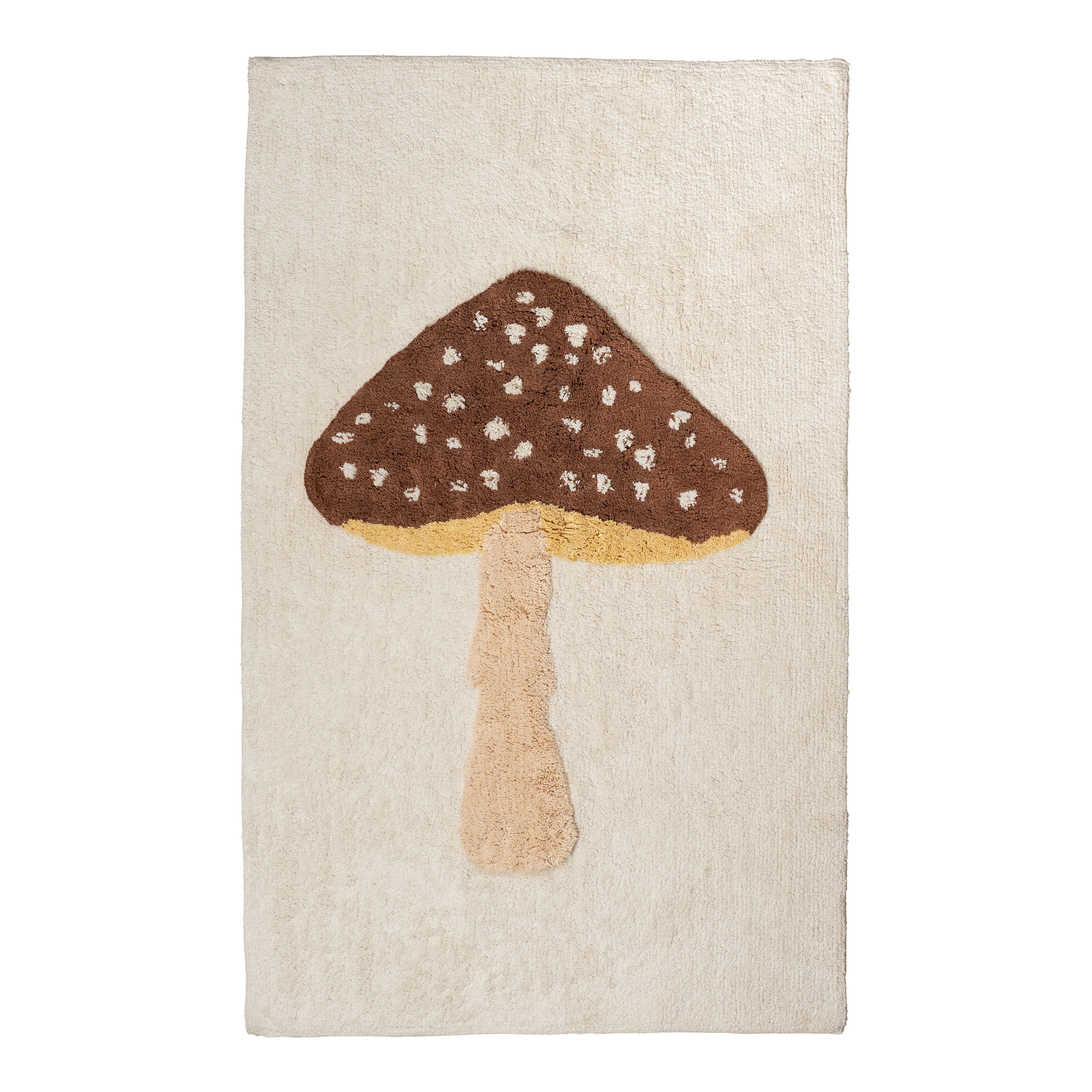 Unisex vloerkleed met paddestoel voor bosthema kinderkamer of babykamer