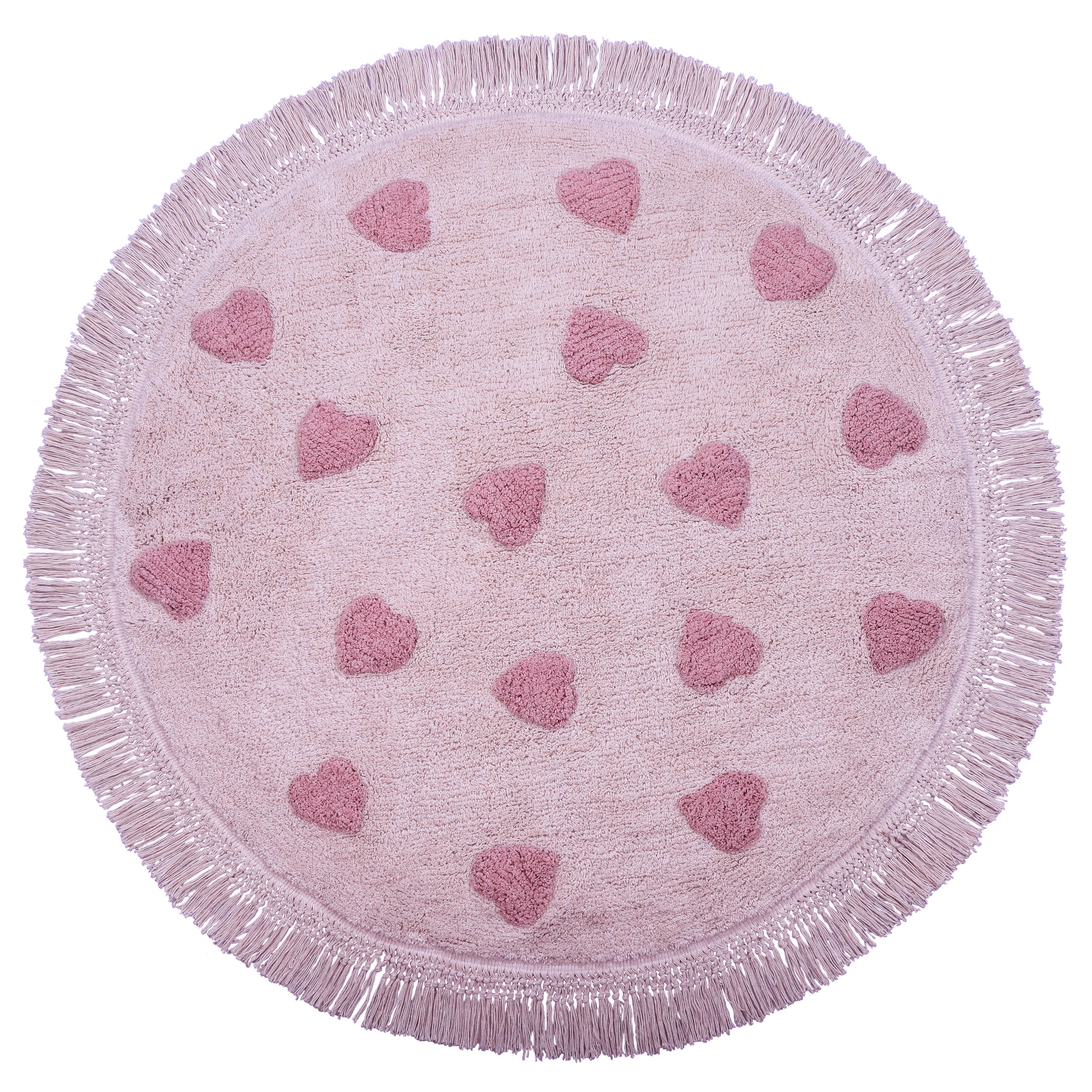 Rosy Hearts vloerkleed met zachte hartjesprint in rosé tinten.