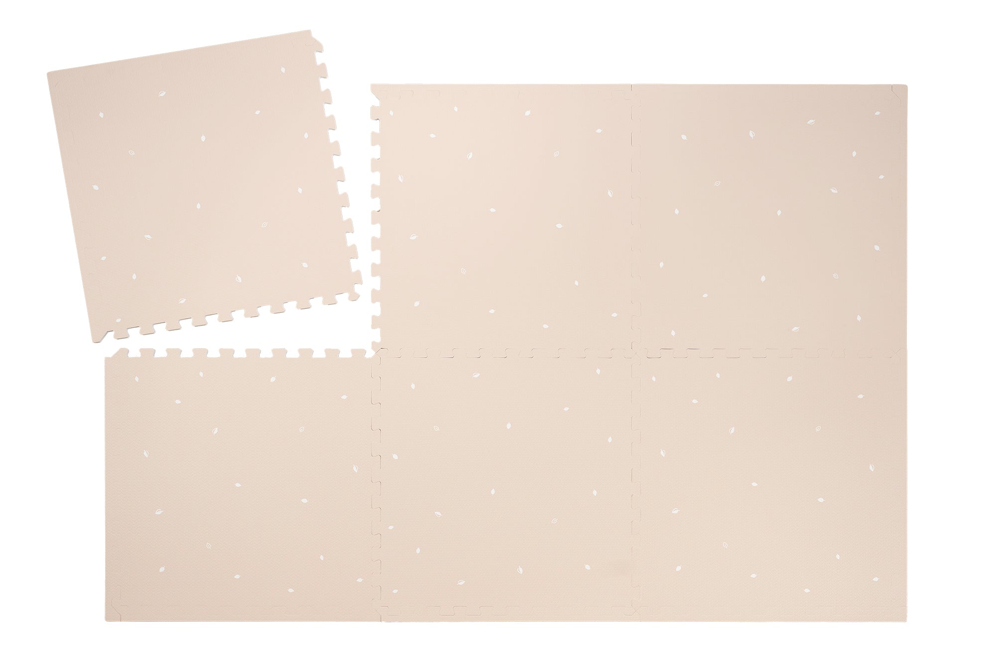Zachte puzzel speelmat in neutrale tint. Vrij van schadelijke stoffen, CE en REACH gecertificeerd. Veilig vanaf 0+ maanden voor de babykamer.