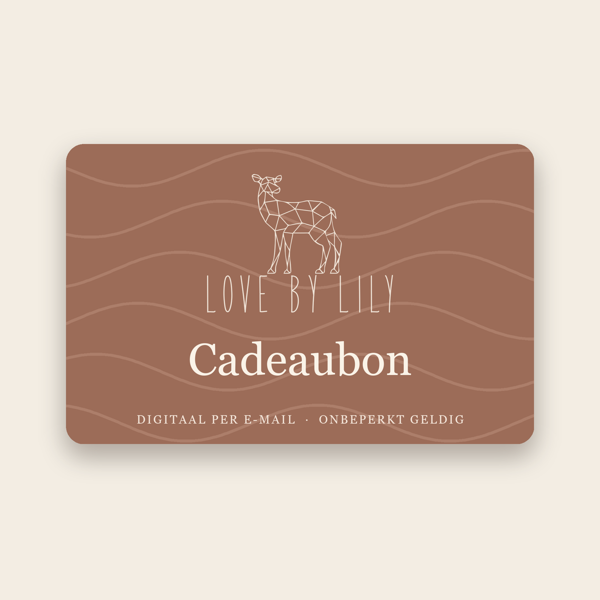 Digitale cadeaubon van Love by Lily in terracotta met hertje, per e-mail verstuurd