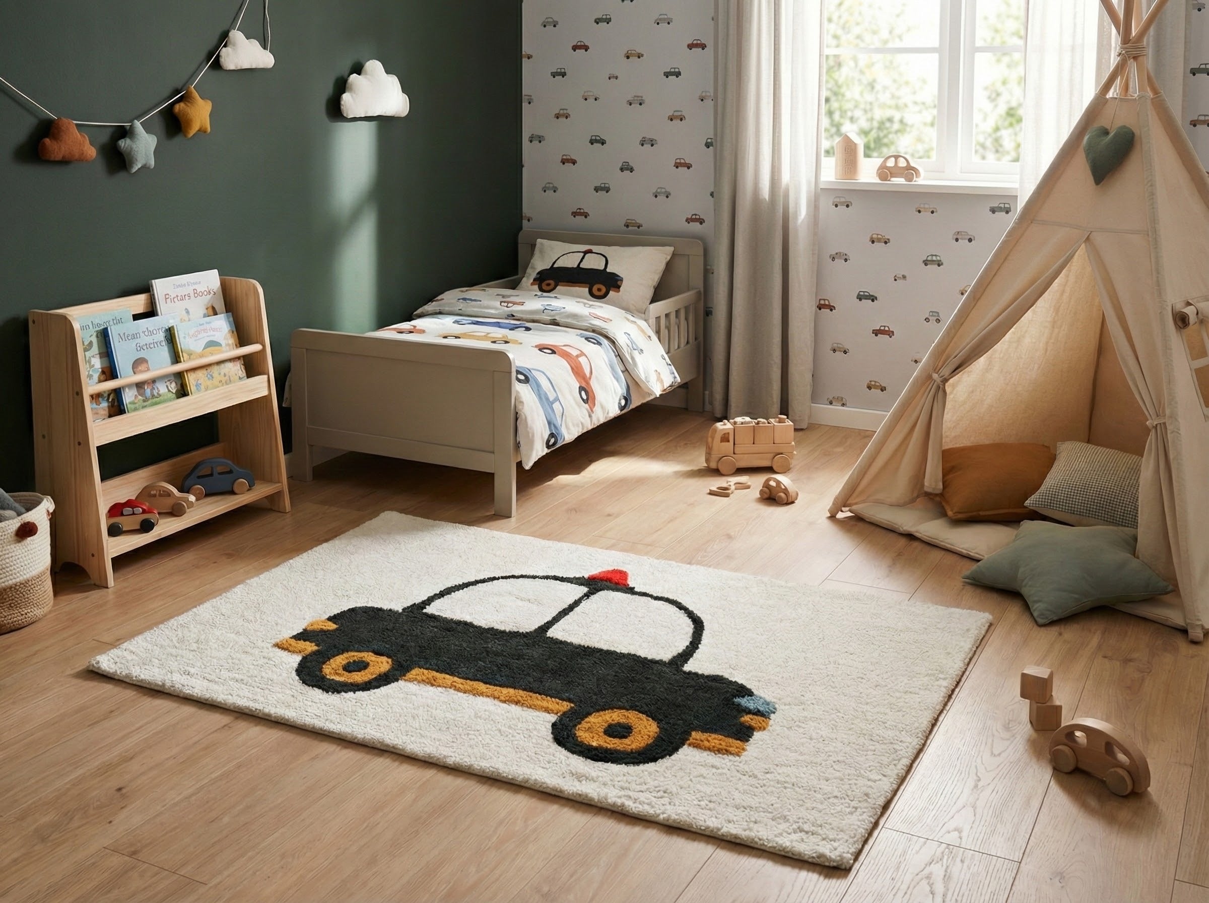 stoer kinderkleed dat eruitziet als een politieauto voor kleine avonturiers