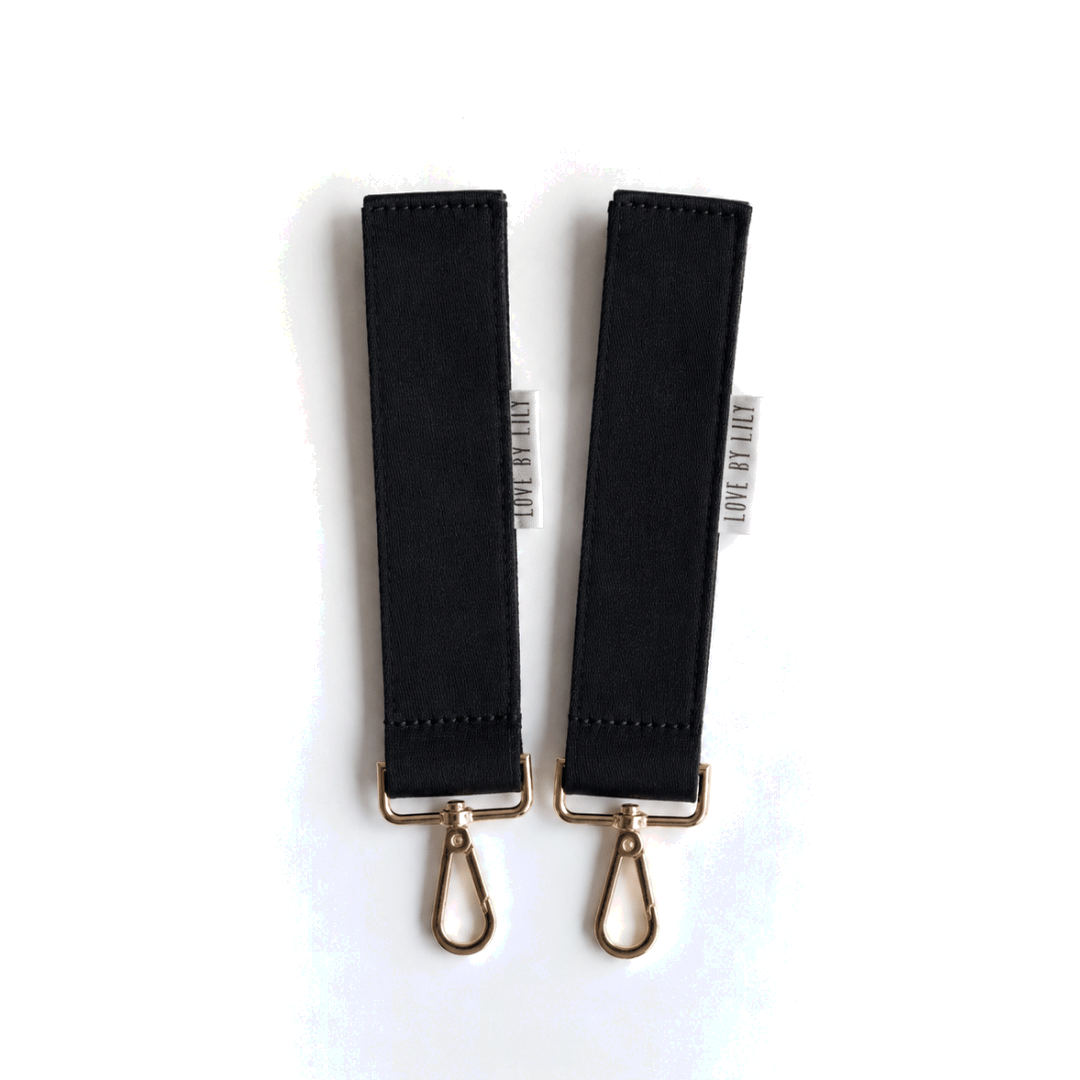 Stroller Straps Black, set van 2 met gouden hardware