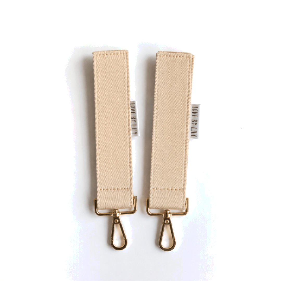 Stroller Straps Sand Beige, set van 2 met gouden hardware